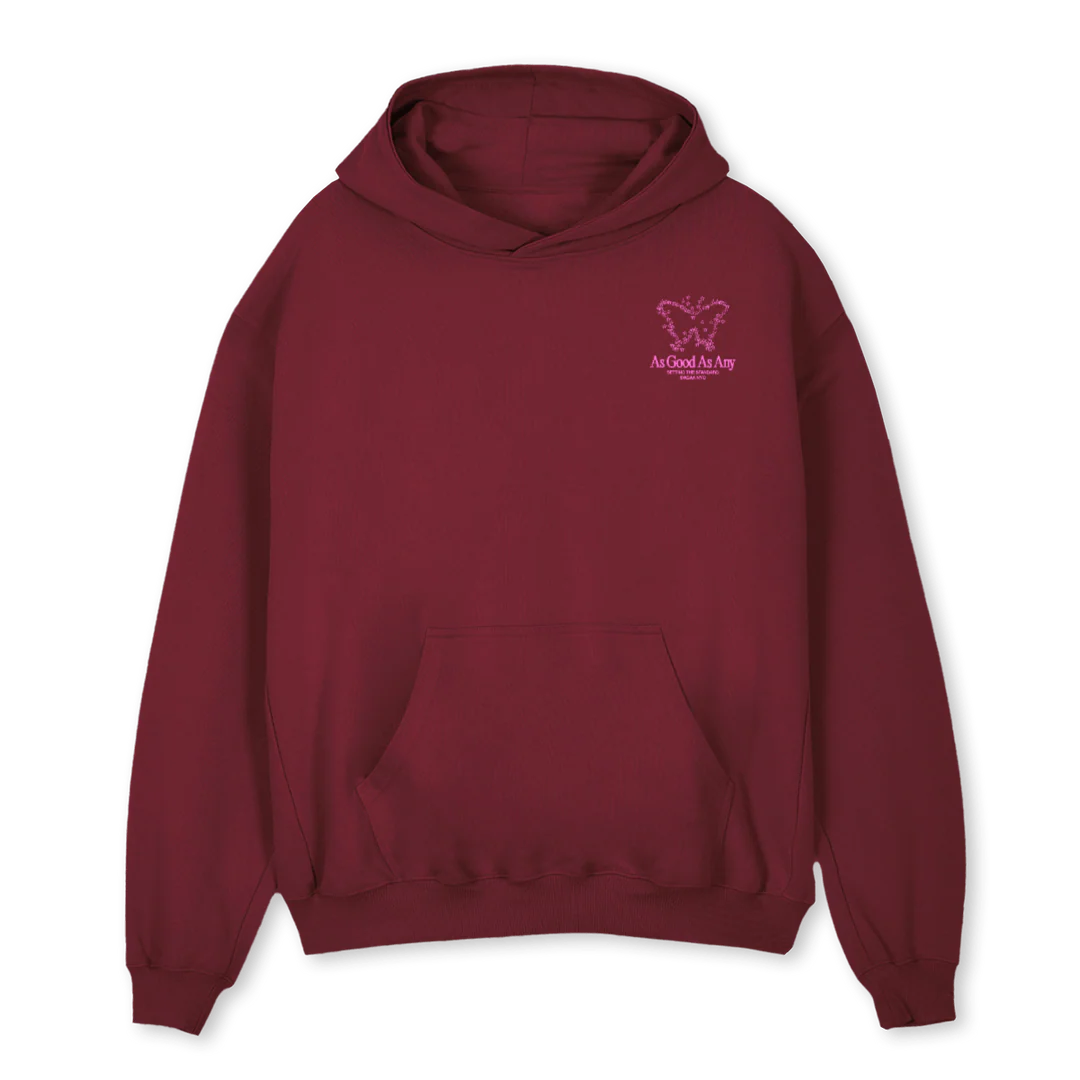 AGAACOSMICBUTTERFLY_BURG Burgundy Oversized Hoodie.