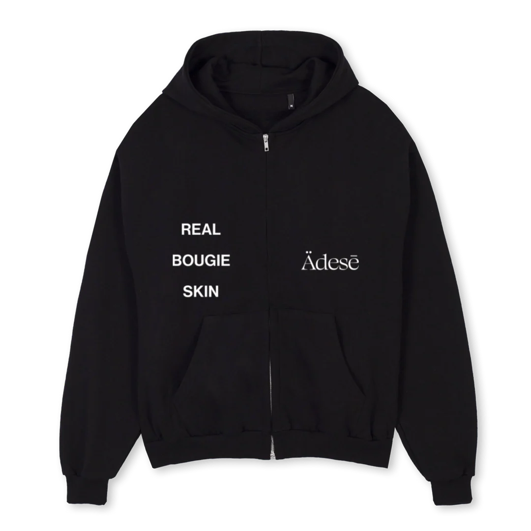 ADESE REAL HOODIE Black Oversized Zipped Hoodie.