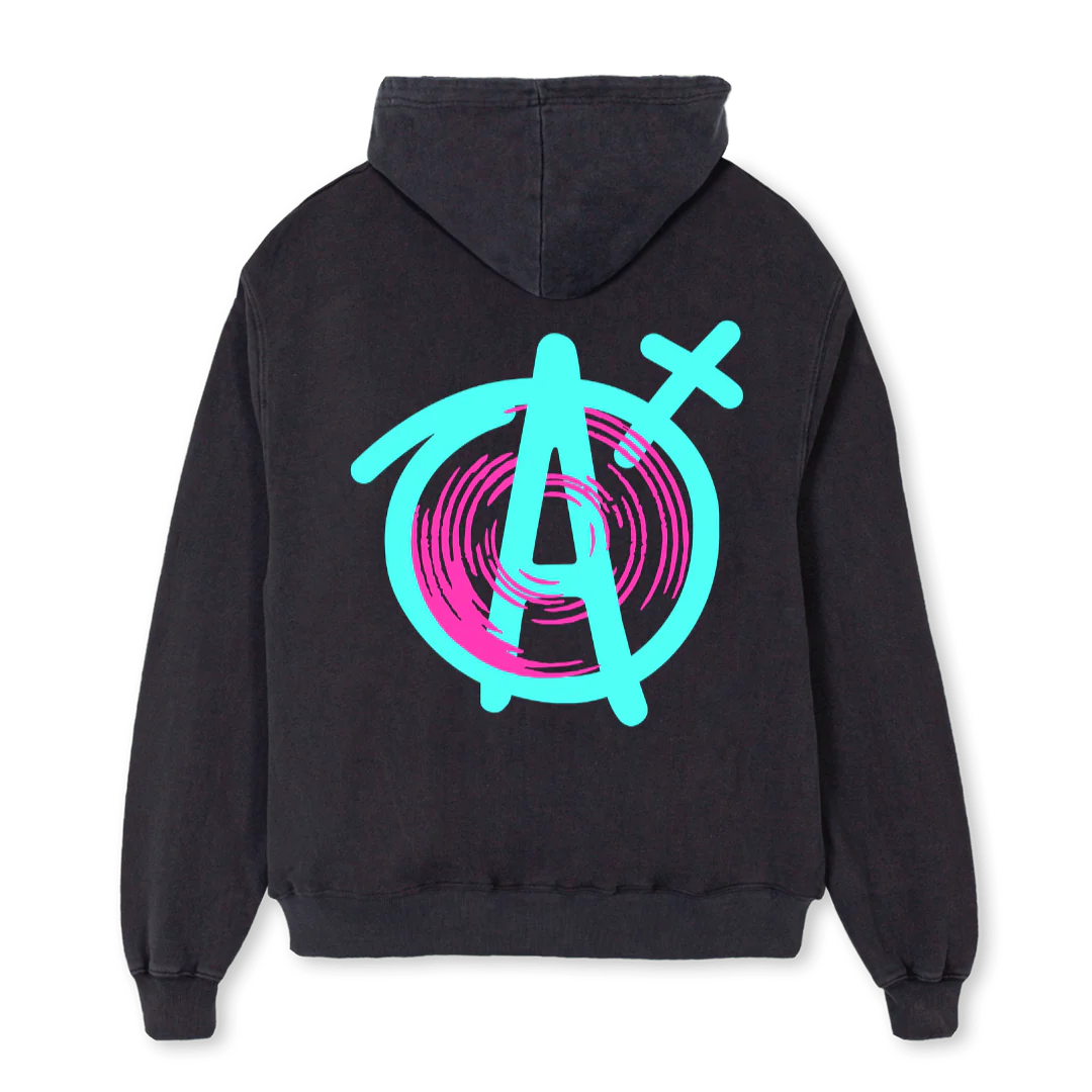ADHDXAGNOSTICVBOH Vintage Black Oversized Zipped Hoodie. - Image 2