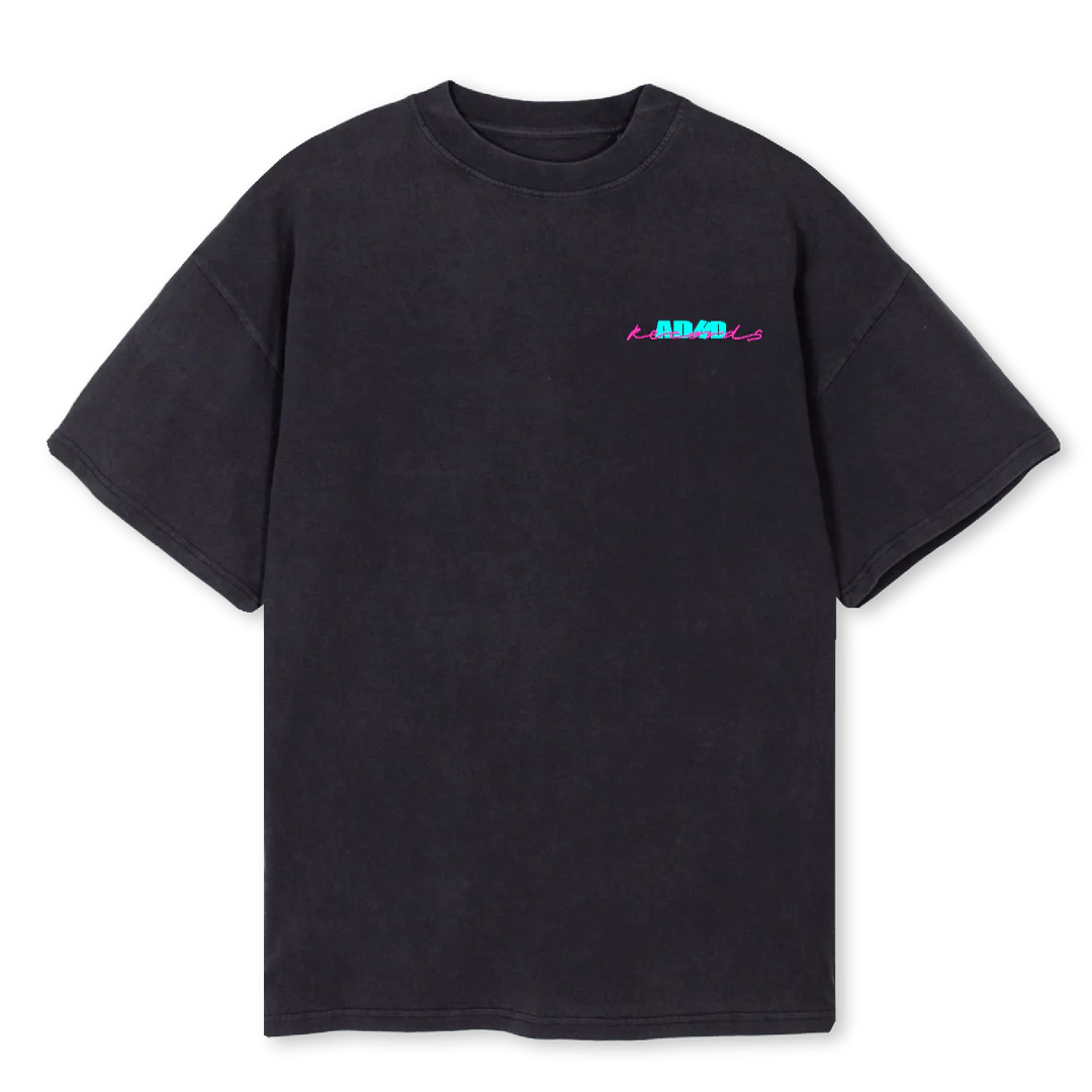 ADHDXAGNOSTICVBOTS Vintage Black Oversized Tee.