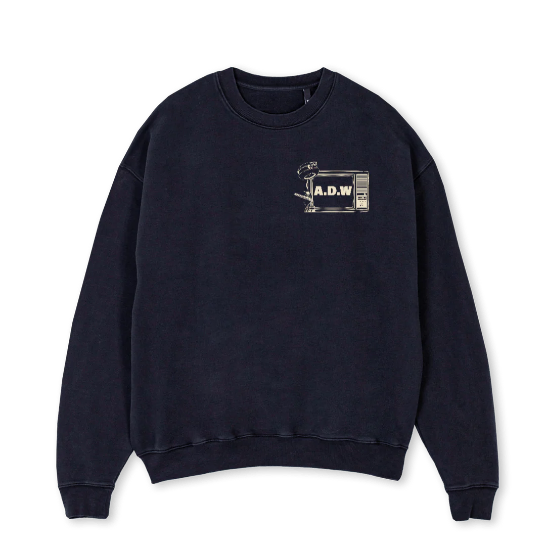 ADWLIVE Vintage Black Oversized Crewneck Sweater.