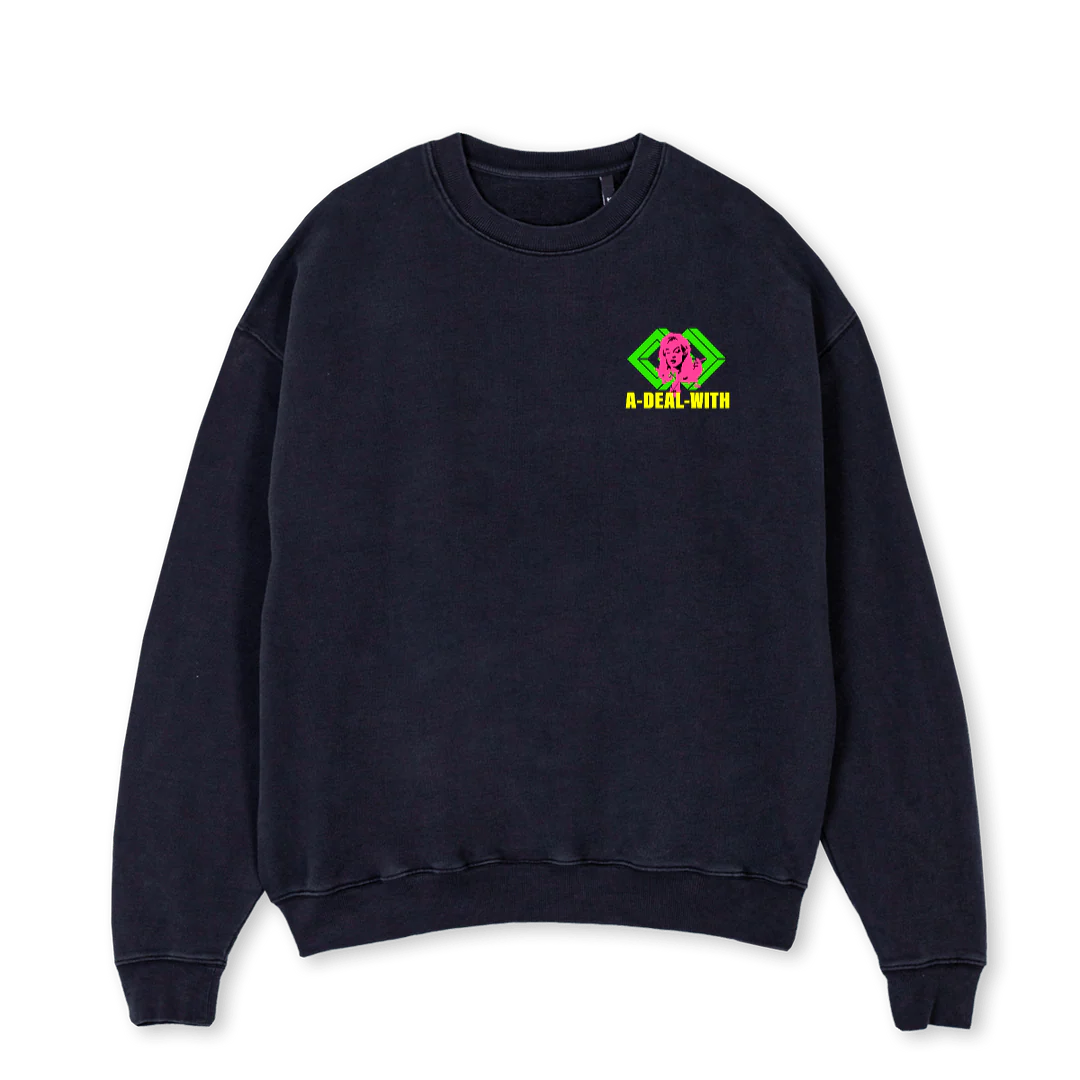 ADWPALMERNEW_CREW Vintage Black Oversized Crewneck Sweater.