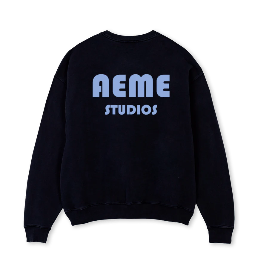 AEME NUMERO DUO Black Oversized Crewneck Sweater. - Image 2
