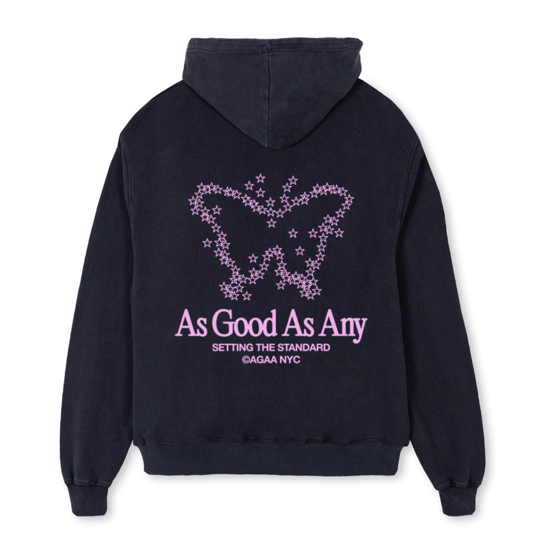 AGAACOSMICBUTTERFLY_VB Vintage Black Oversized Hoodie. - Image 2