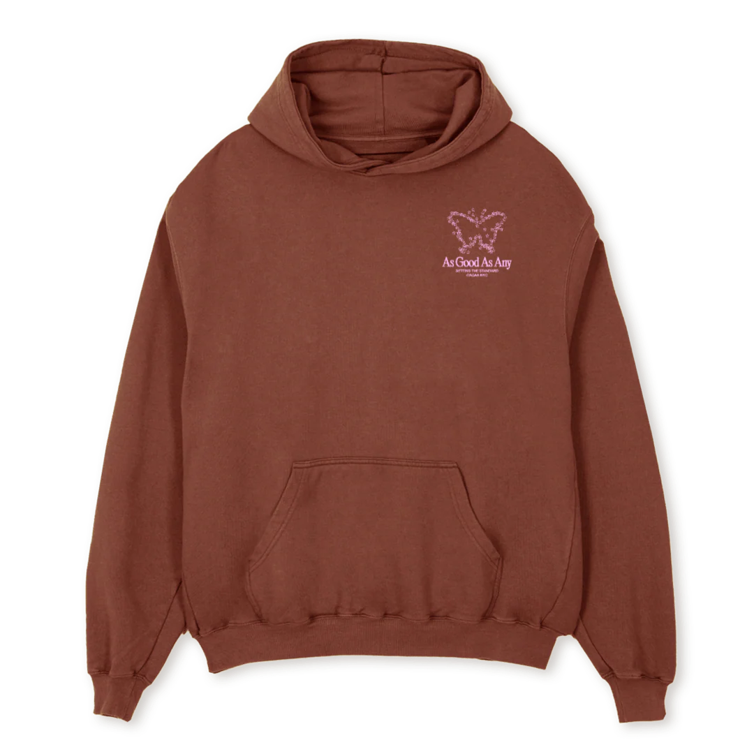 AGAACOSMICBUTTERFLY_PVB Vintage Brown Oversized Hoodie.