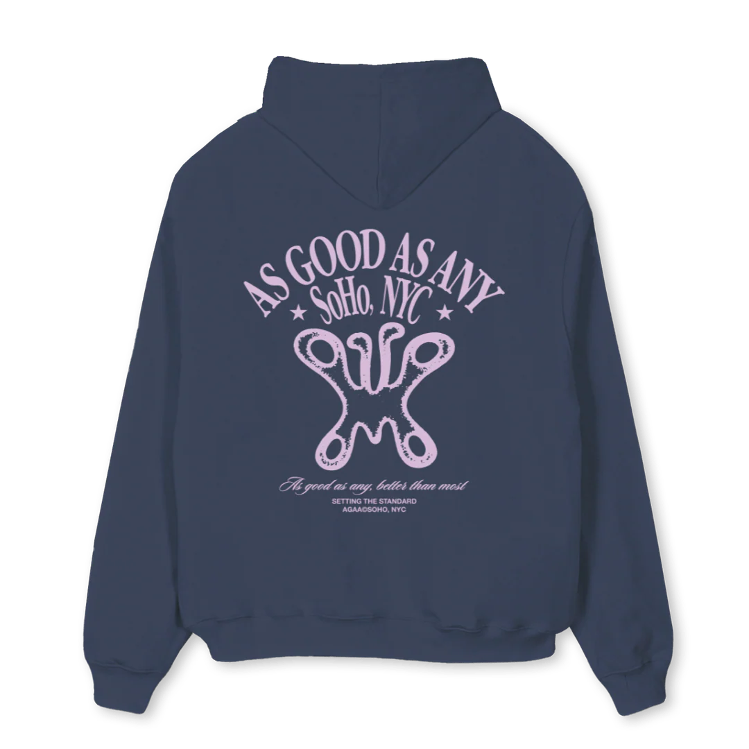 AGAABUTTERFLYLIMITED_N Navy Blue Oversized Hoodie. - Image 2