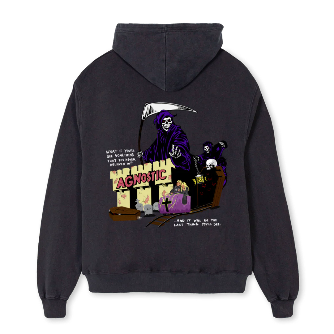 AGNOSTICDEATHVBH Vintage Black Oversized Zipped Hoodie. - Image 2