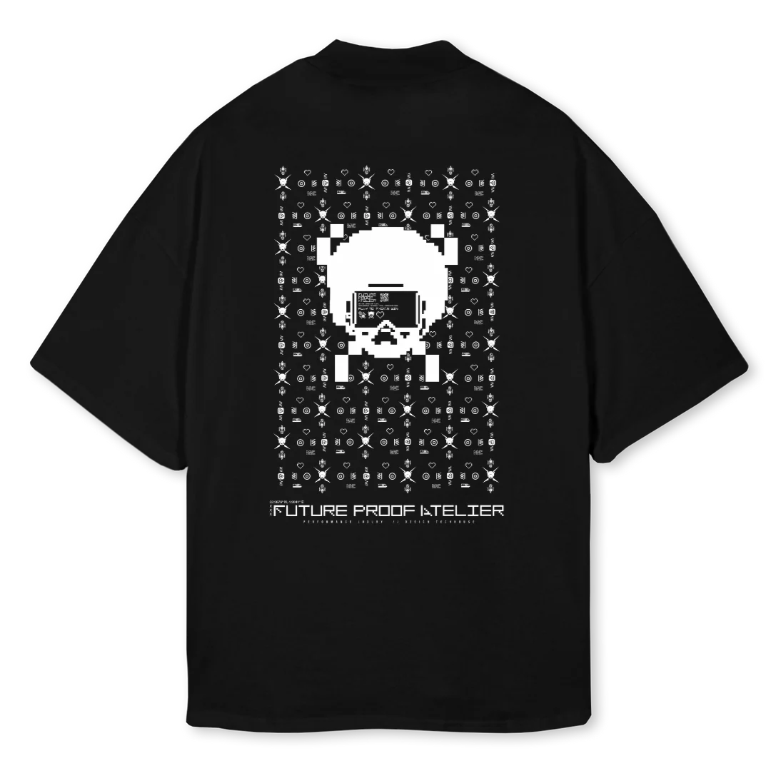 ALIEN PATTERN MCE Black Oversized Mock Neck Tee. - Image 2