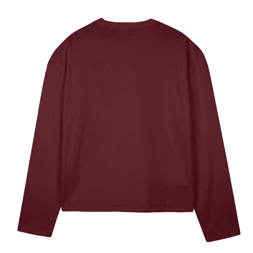 AMATOBASICS Burgundy Oversized Boxy LS Tee. - Image 2