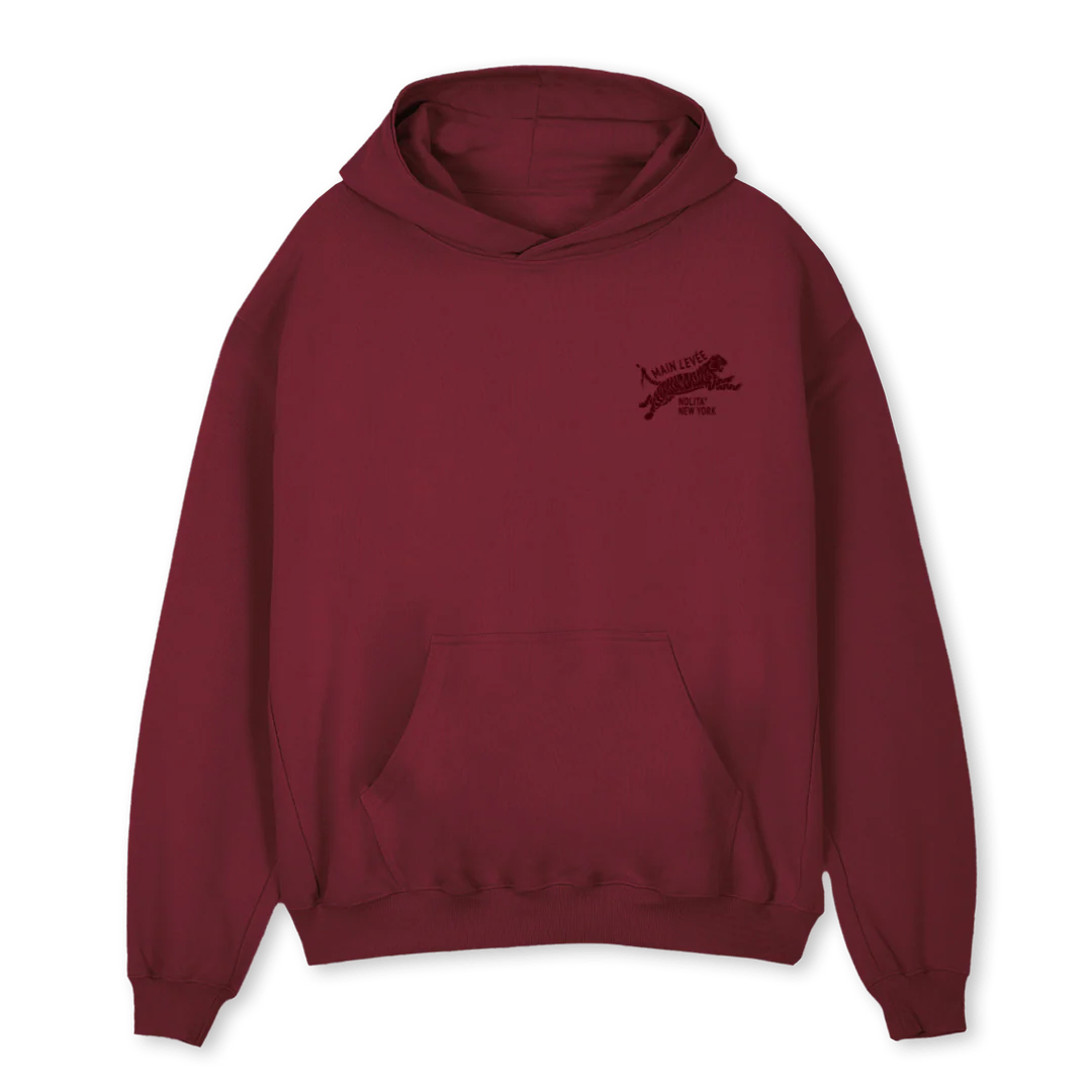 AMLCHINATOWN_BGTONAL Burgundy Oversized Hoodie.