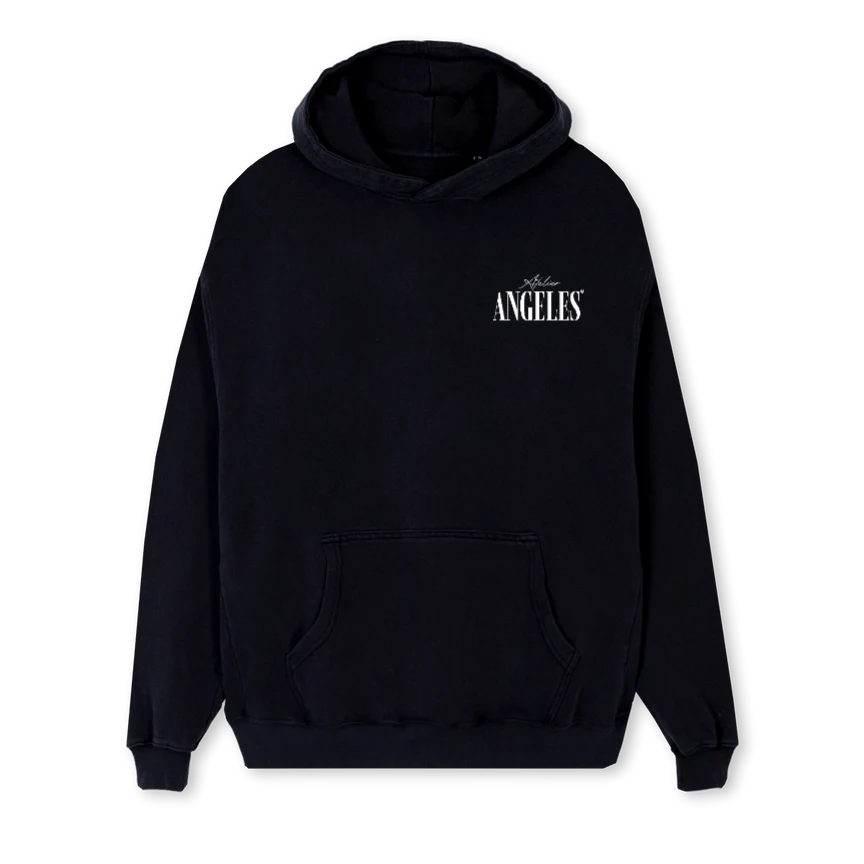 ANGELES BLACKHOODI Black Regular Hoodie.