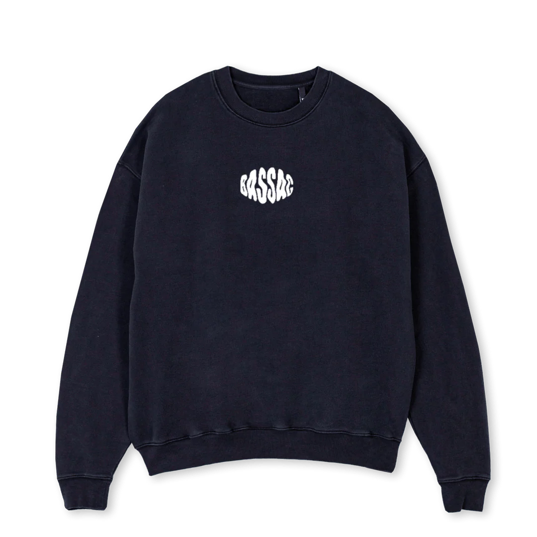 AQUA Vintage Black Oversized Crewneck Sweater.