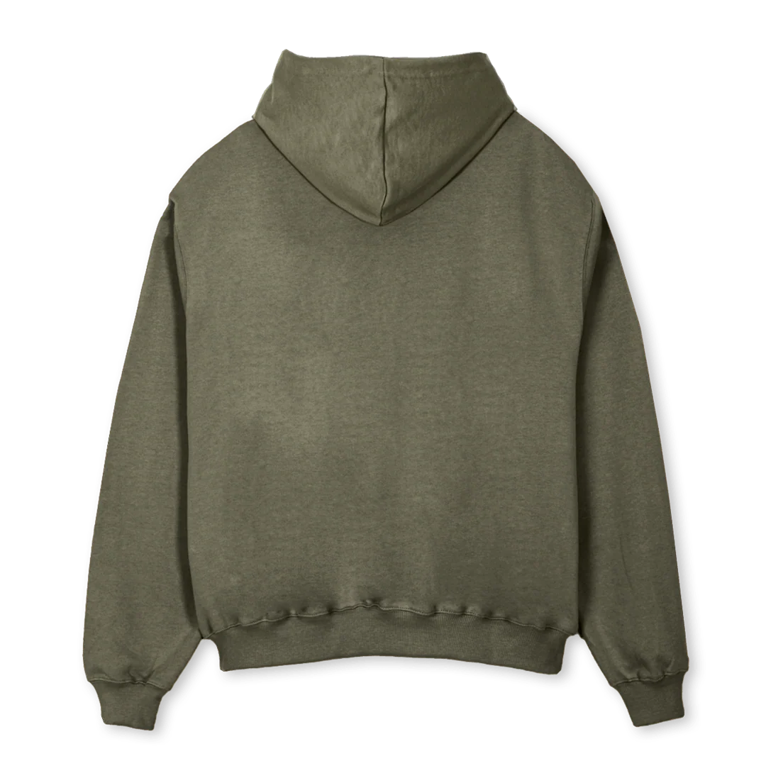 ARM INDUSTRI Vintage Olive Oversized Zipped Hoodie. - Image 2