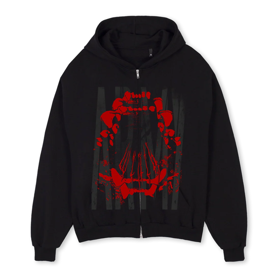 ARMY Black Oversized Zipped Hoodie.