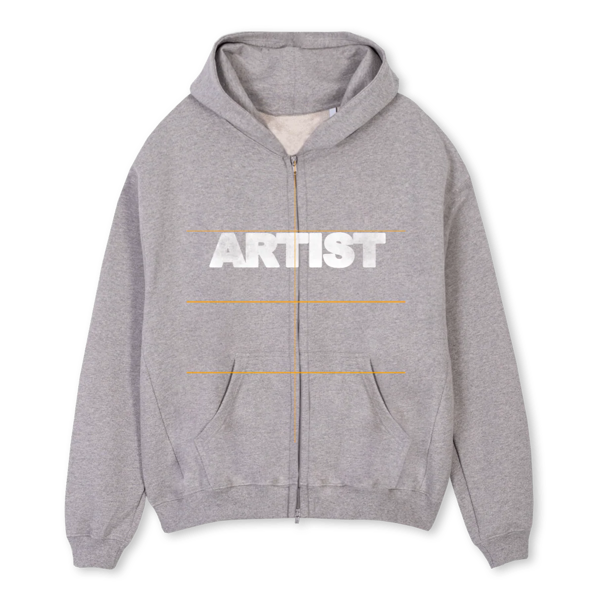 ARTIST GRAU Grey Marl Oversized Zipped Hoodie.