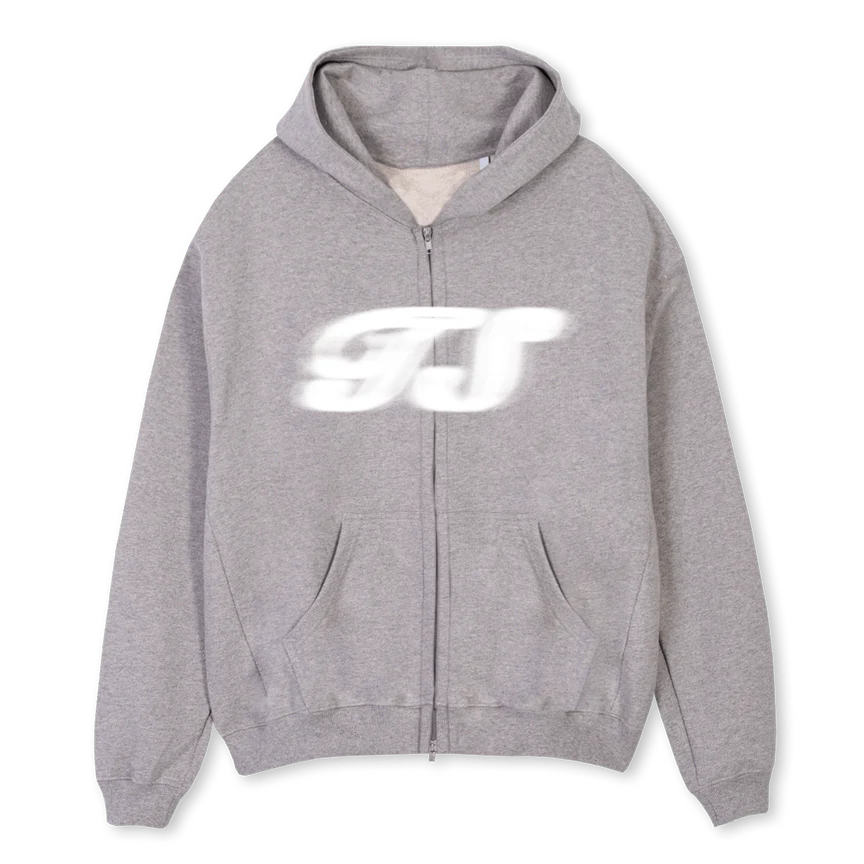 TSGLOWZIPPER_GM Grey Marl Oversized Zipped Hoodie
