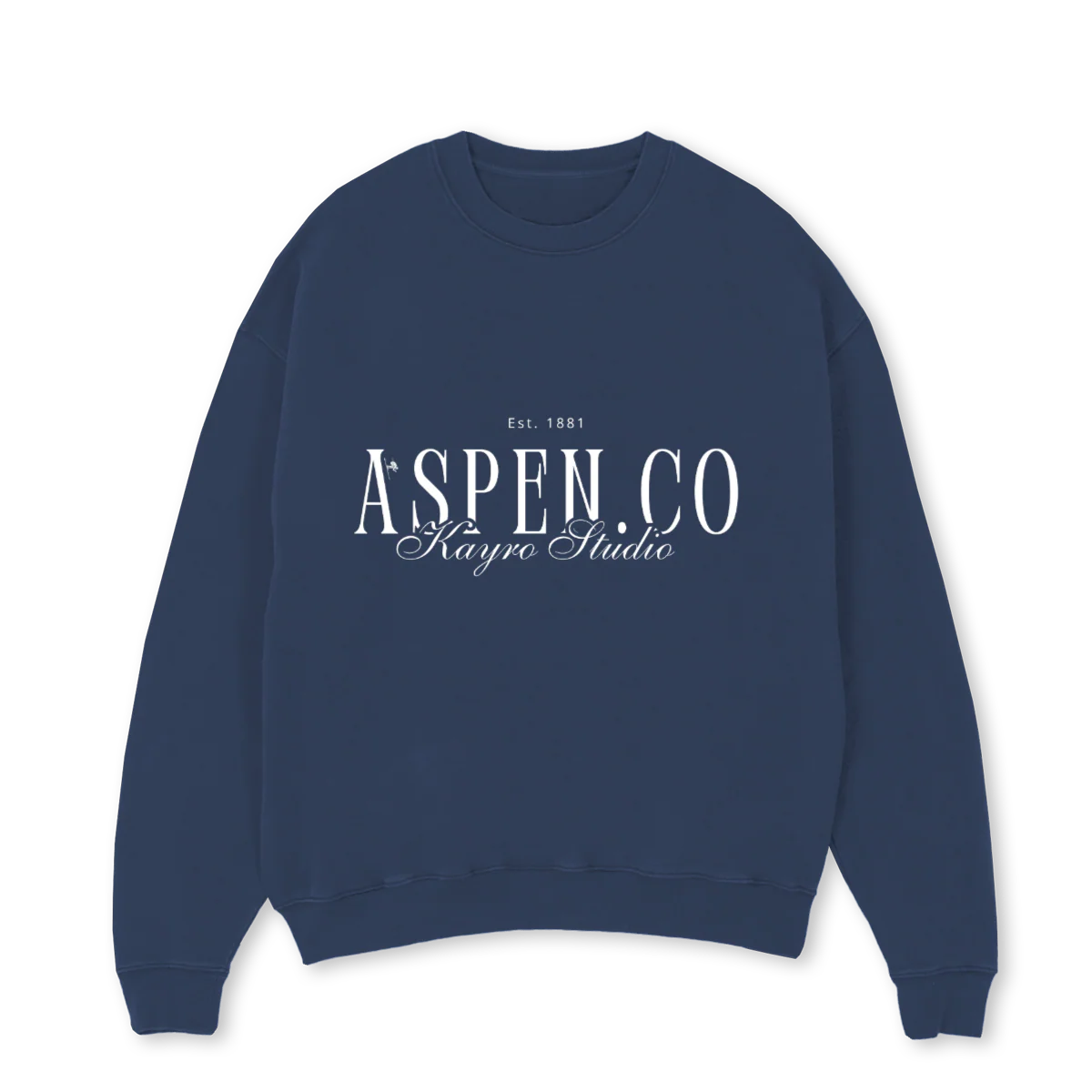 ASPENFINAL Navy Blue Oversized Crewneck Sweater.