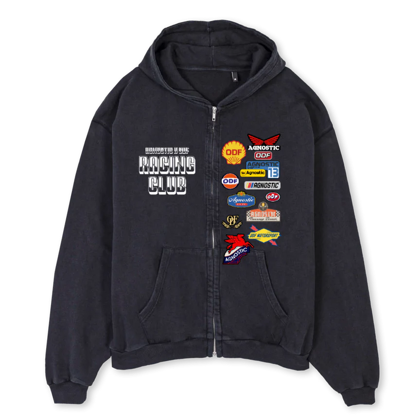 AXODFHOODIEVB Vintage Black Oversized Zipped Hoodie.
