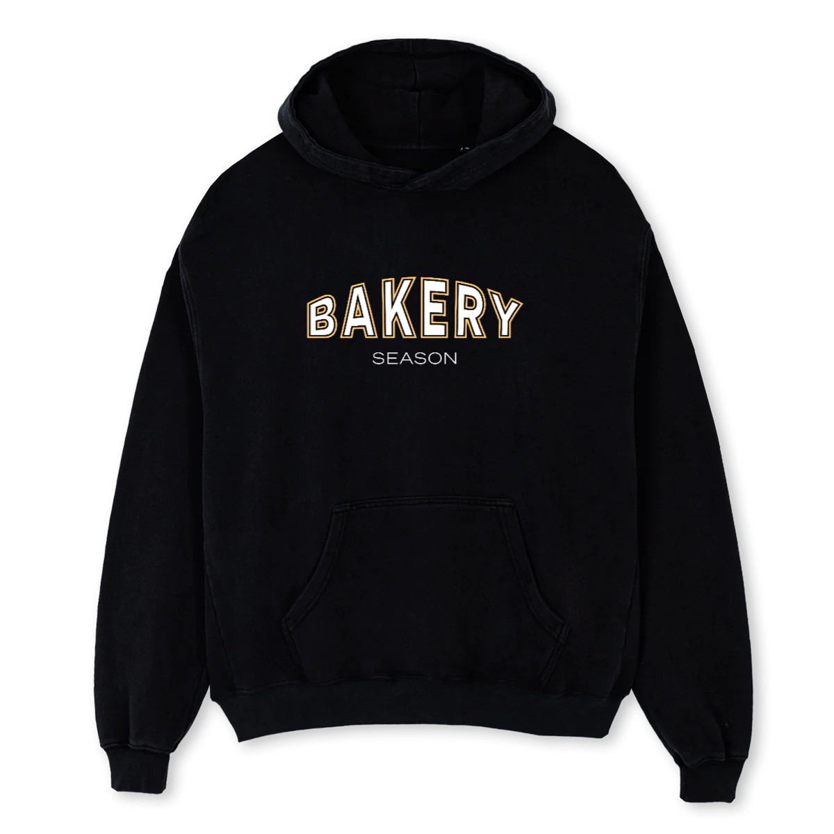 BAKERYBASICWASHED Black Oversized Hoodie.