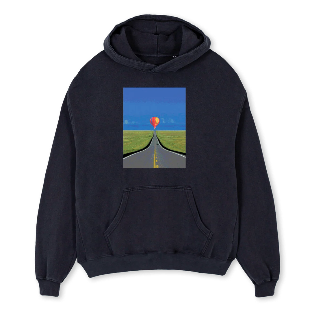 BALLOON HOODIE Vintage Black Oversized Hoodie.