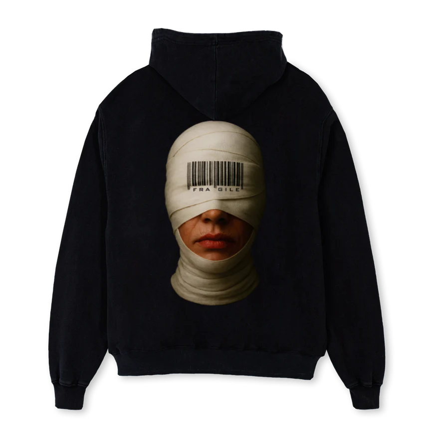 BAR CODE Black Oversized Hoodie. - Image 2