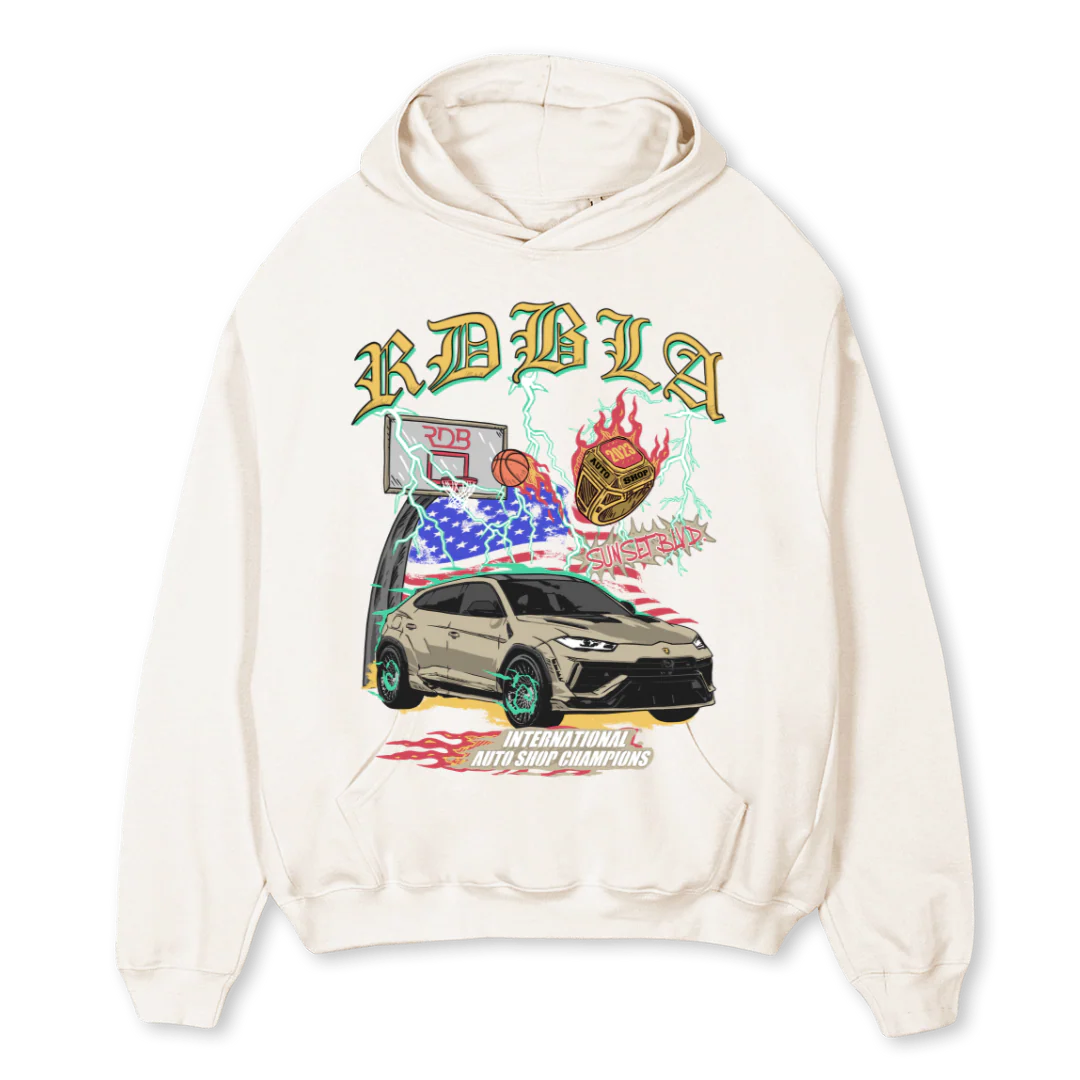 BASKETBALLHOODIE Vintage White Oversized Hoodie.