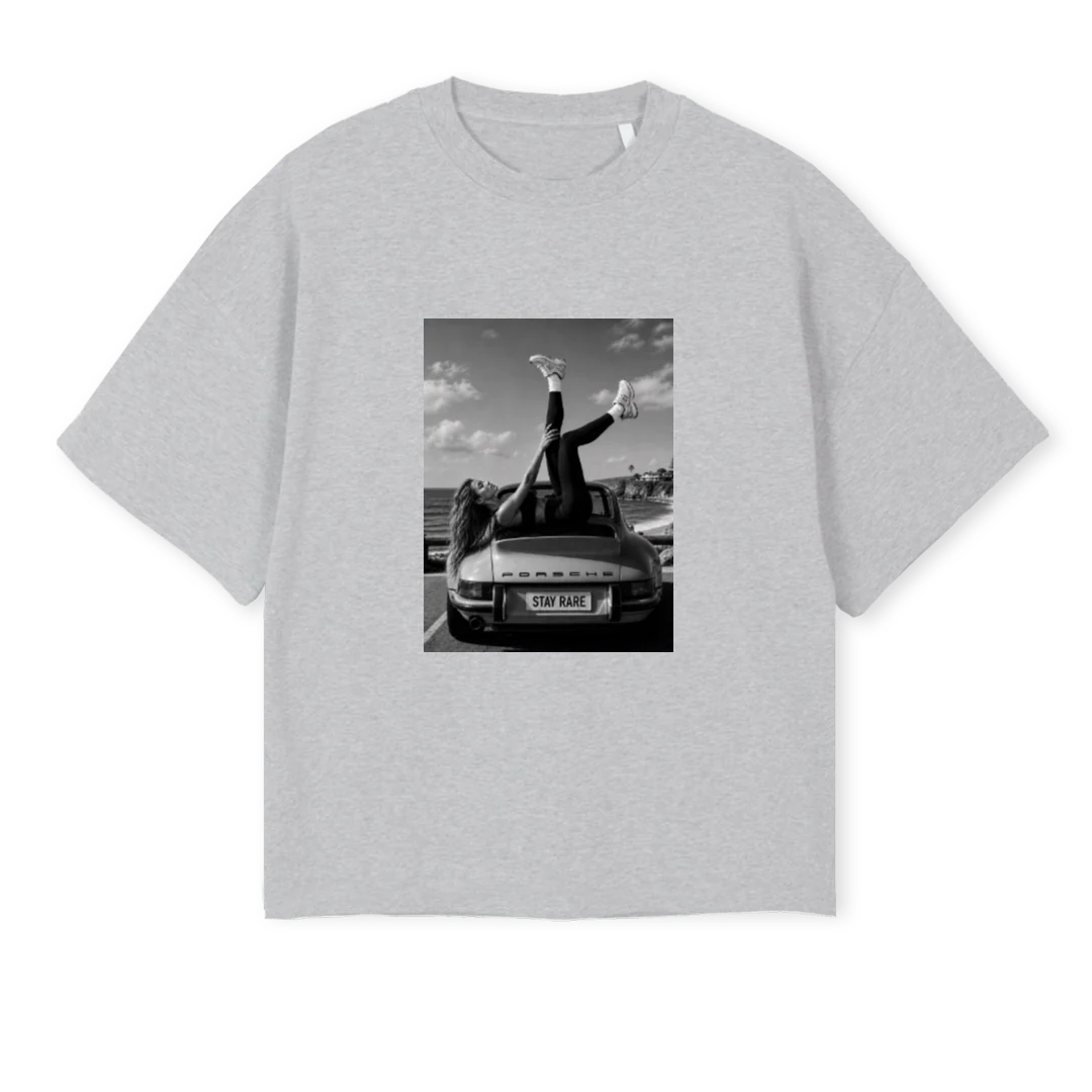STAYRARE_LG Light Grey Marl Oversized Boxy Tee.