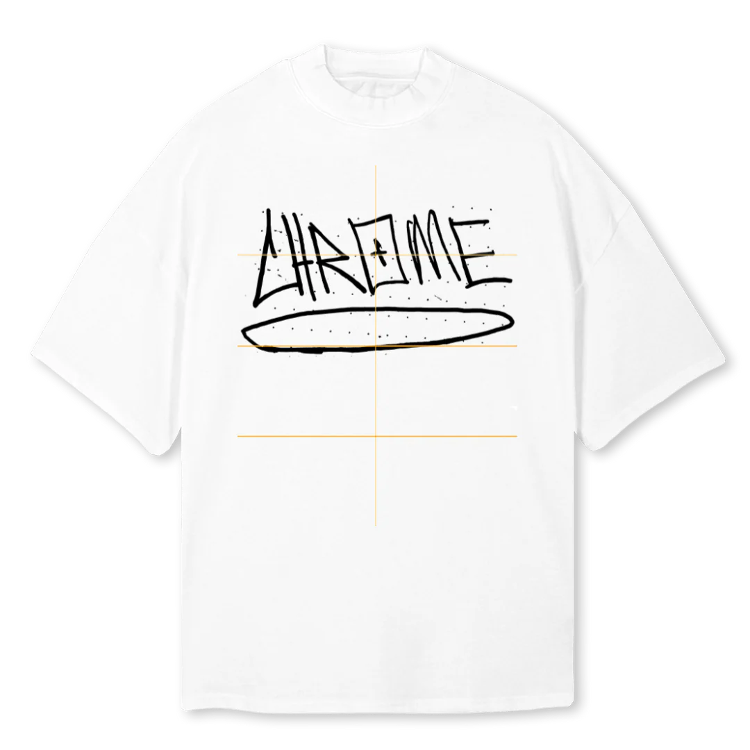 BELLA T White Oversized Mock Neck Tee.