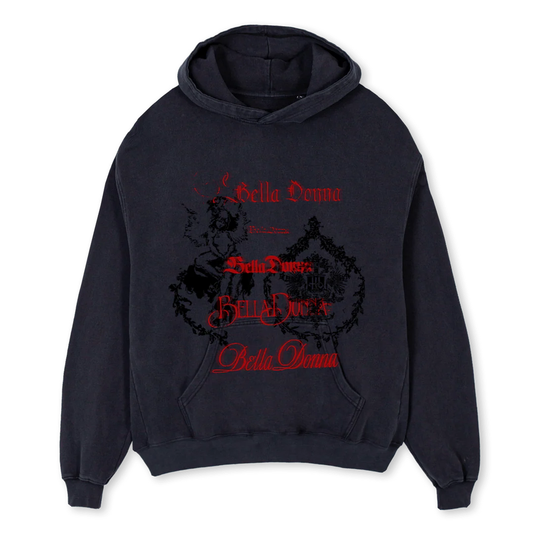BELLADONNAHOODIE Vintage Black Oversized Hoodie.
