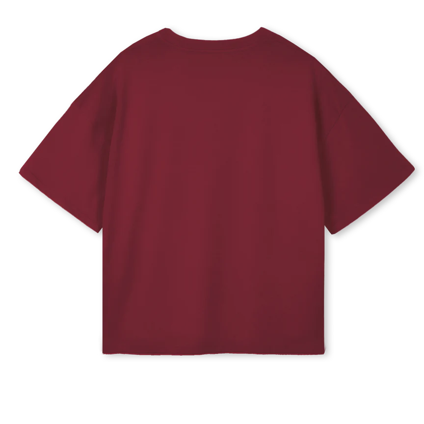 BENDICION VARSITY Burgundy Oversized Boxy Tee. - Image 2