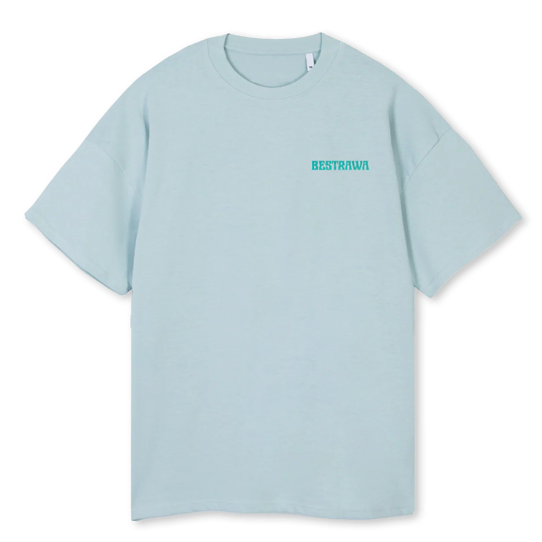 BESTRAWA HAPPY Cold Blue Oversized Tee.