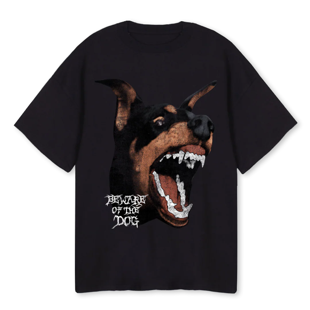 BEWAREOFDOGBADLANDS Black Oversized Tee.