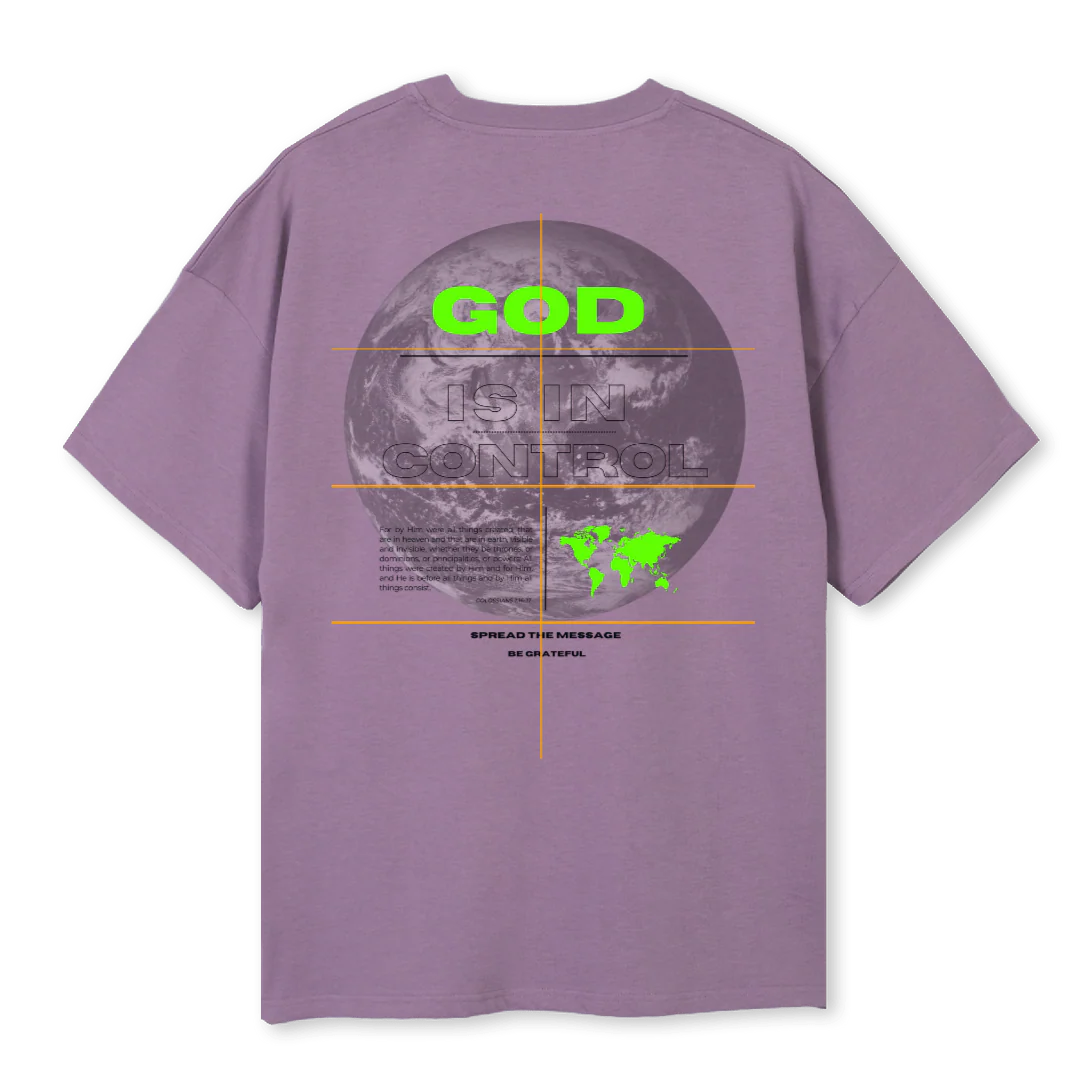 BG GOD IN CONTROLE  Purple Oversized Tee. - Image 2