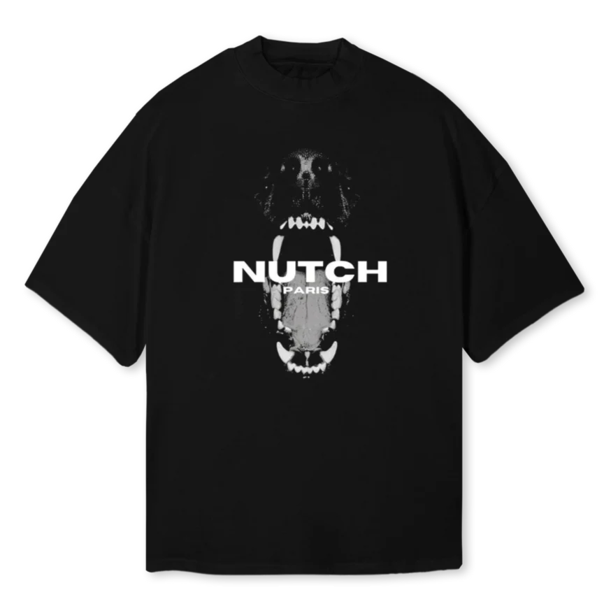 BIBI Black Oversized Mock Neck Tee.