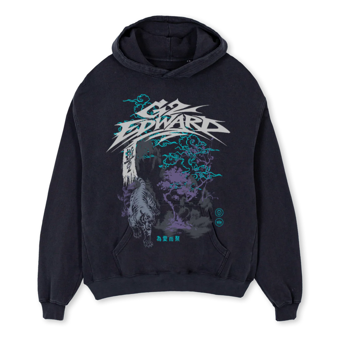 BLACKHOODIE Vintage Black Oversized Hoodie.