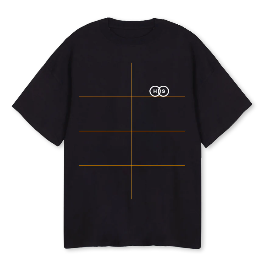 BLACKWHITEINTLNKFRNT Black Oversized Tee.