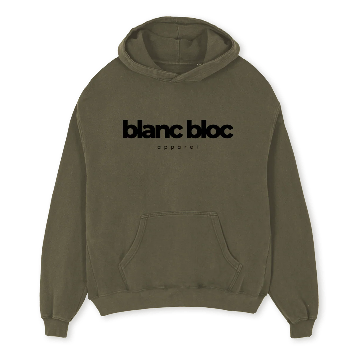 BLANC BLOC_1  Vintage Olive Oversized Hoodie.