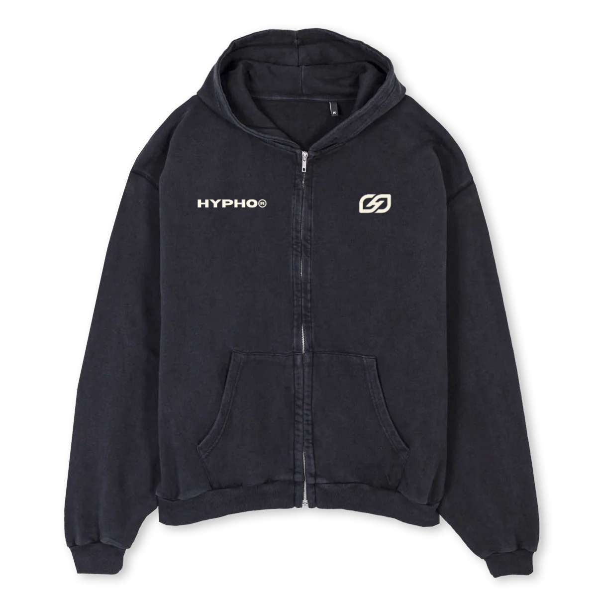 BLRDDSGN Vintage Black Oversized Zipped Hoodie.