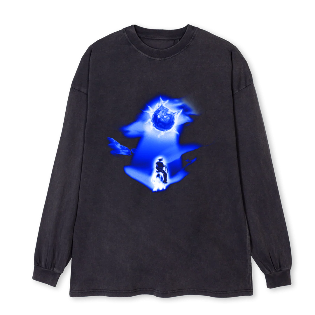 BLUECBLONGSLEEVENB Vintage Black Oversized LS Tee.