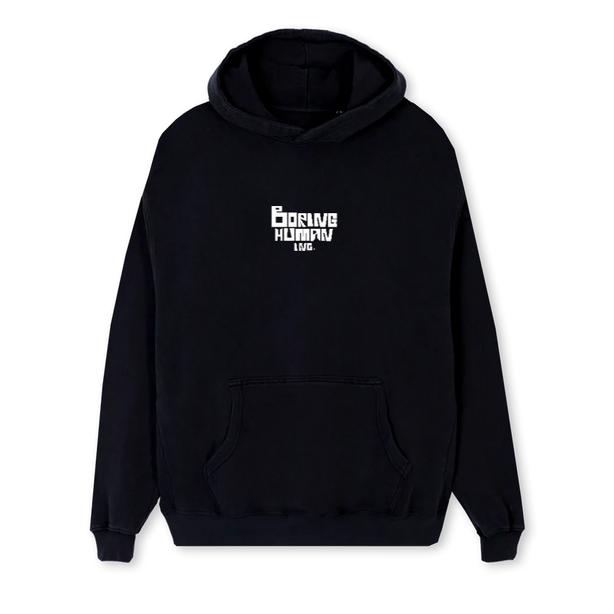 BORING Black Regular Hoodie.