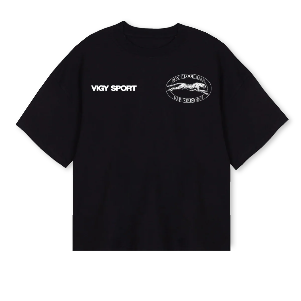 BOXYCHEETAH_2 Black Oversized Boxy Tee.