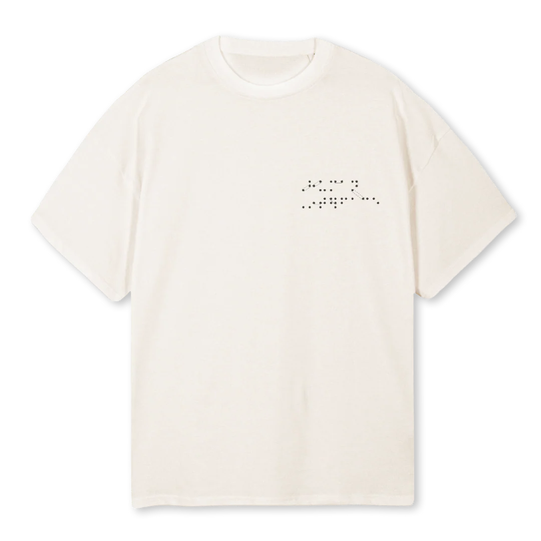 BRAILLE Vintage White Oversized Tee.