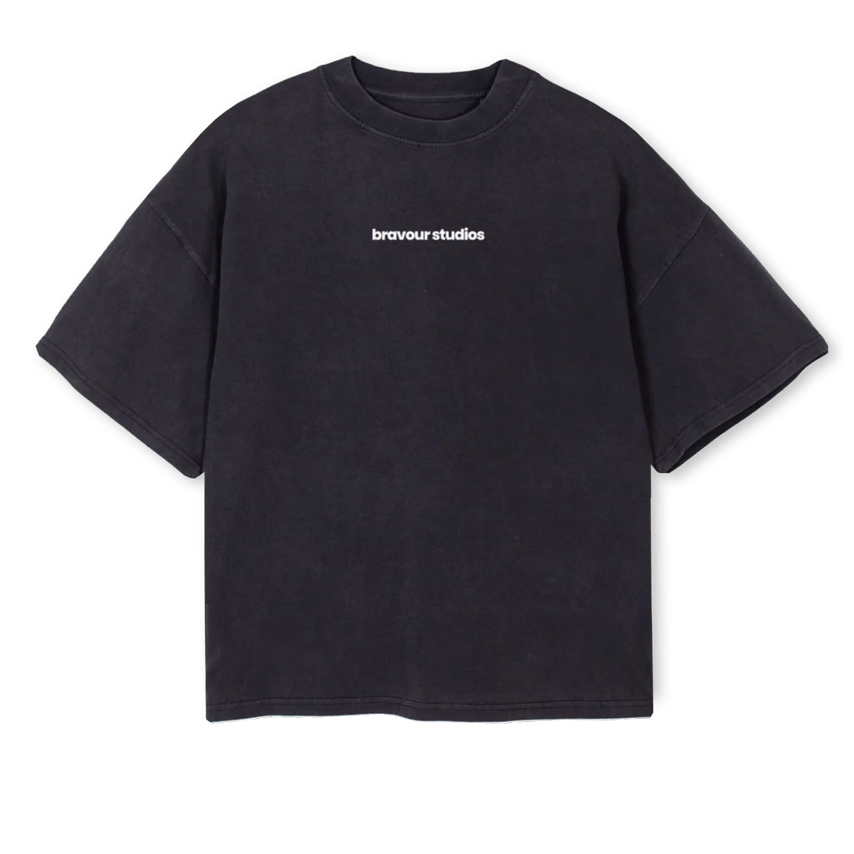 BRAVOURSIGNATURE Vintage Black Oversized Boxy Tee.