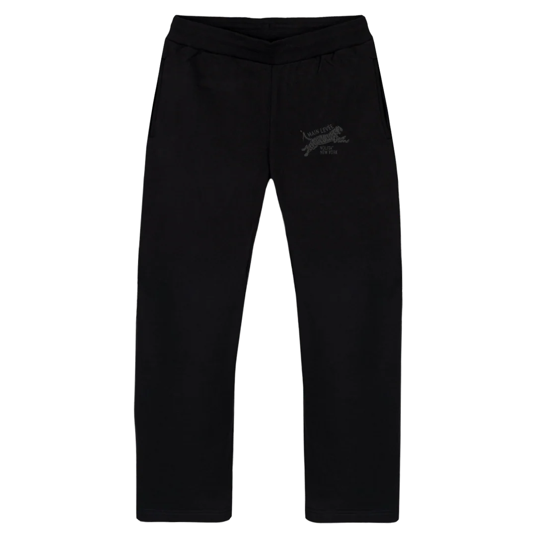 NOLITATIGERSWEATPANT_B Black Straight-Leg Relaxed Sweatpants.
