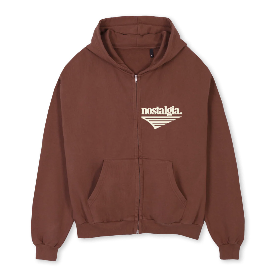 BROWNZIPUPRIVEN Vintage Brown Oversized Zipped Hoodie.