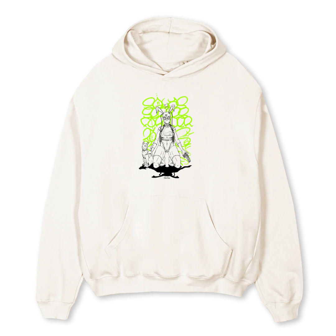 BUNNY Vintage White Oversized Hoodie.