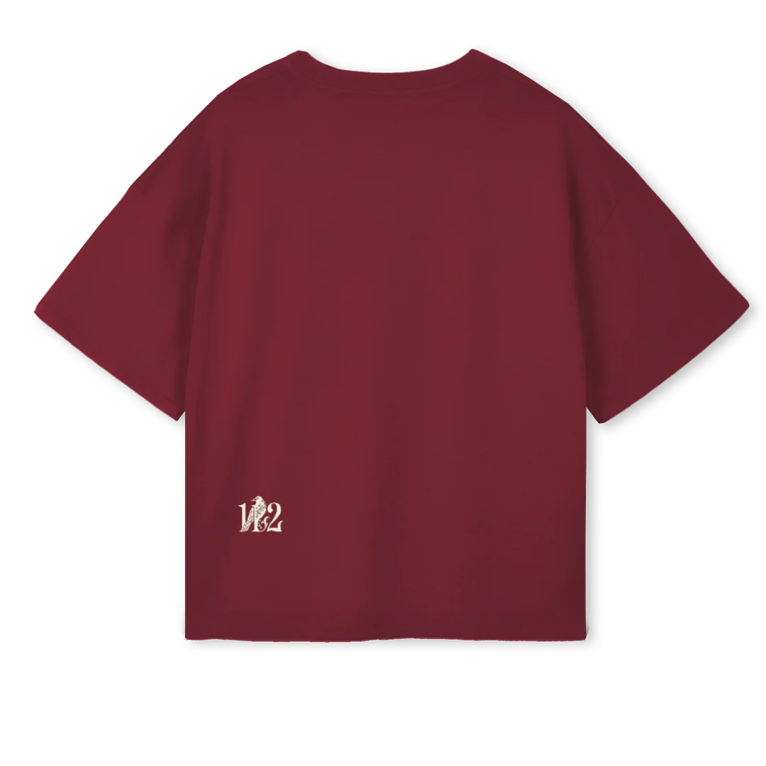 BURGNDYONETWELVE Burgundy Oversized Boxy Tee. - Image 2