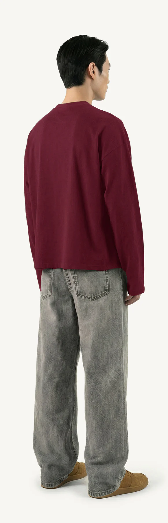 Burgundy Oversized Boxy LS Tee. - Image 5