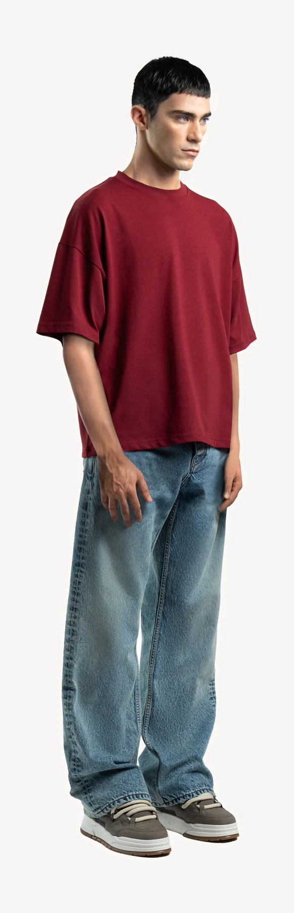 Burgundy Oversized Boxy Tee. - Image 3