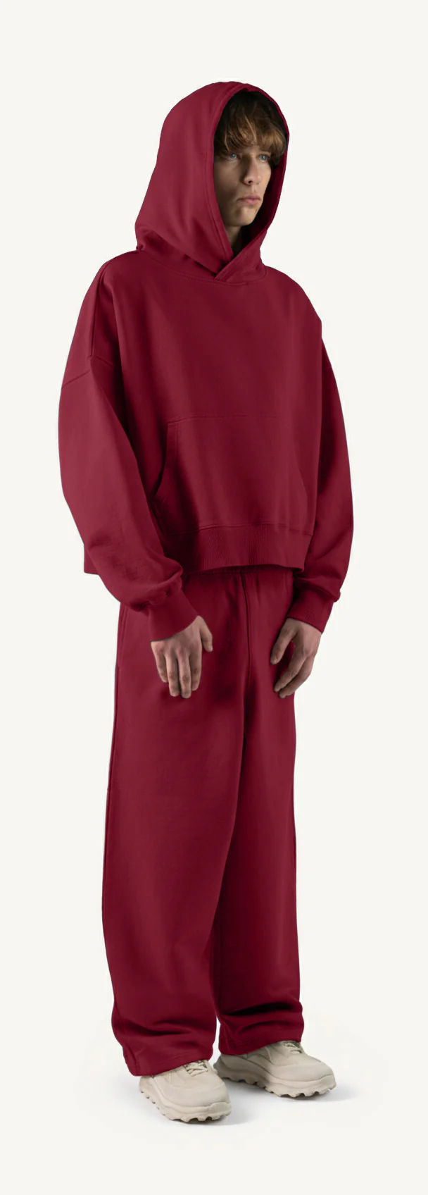 Burgundy Straight-Leg Baggy Sweatpants. - Image 3